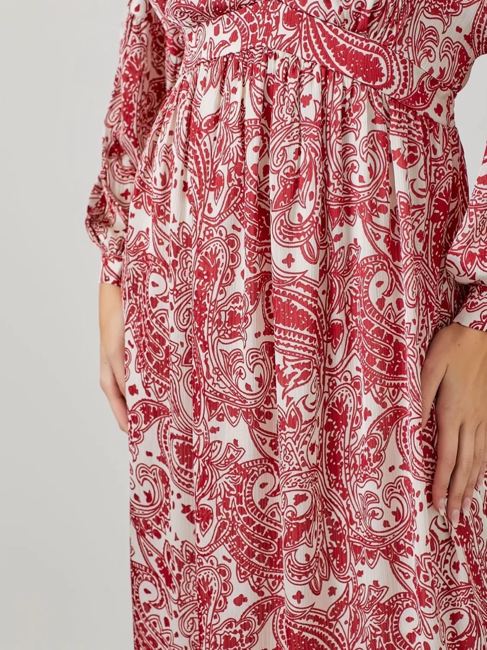Polagram Red and White Paisley Midi Dress - Picture 4 of 4